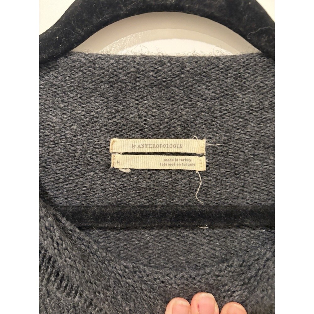 Anthropologie Oversized Rolled Neck Bell Sleeve Sweater Size M Dark Gray - Picture 3 of 7